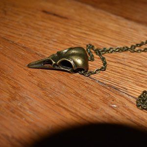 Bronze Raven skull necklace